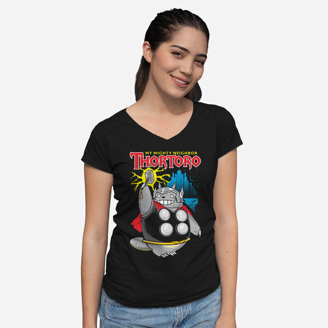 Thortoro-Womens-V-Neck-Tee-arace