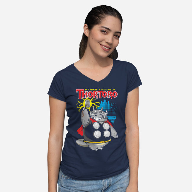 Thortoro-Womens-V-Neck-Tee-arace