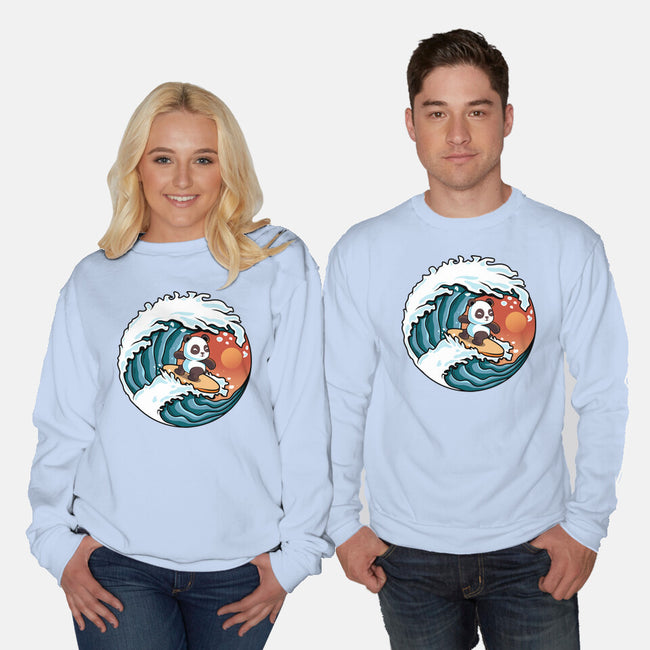 Surfing Panda-Unisex-Crew Neck-Sweatshirt-erion_designs