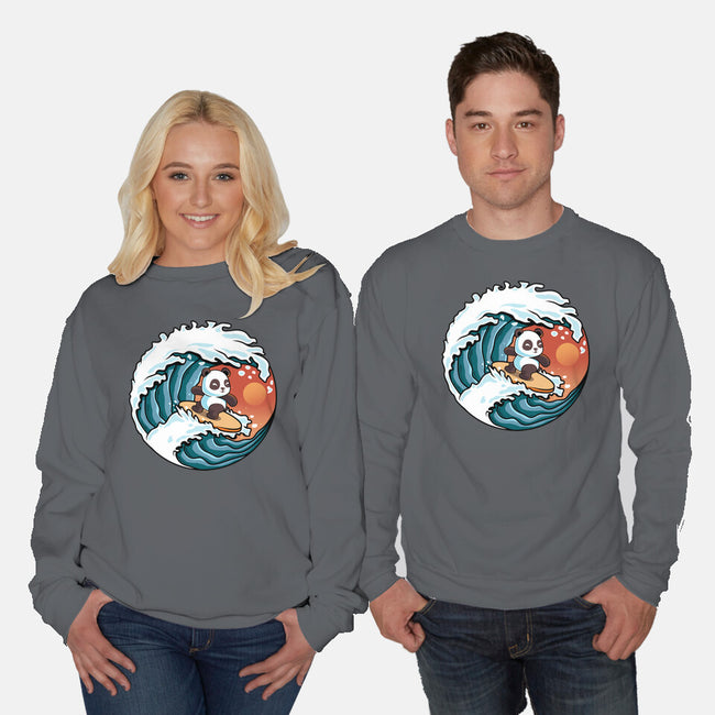 Surfing Panda-Unisex-Crew Neck-Sweatshirt-erion_designs