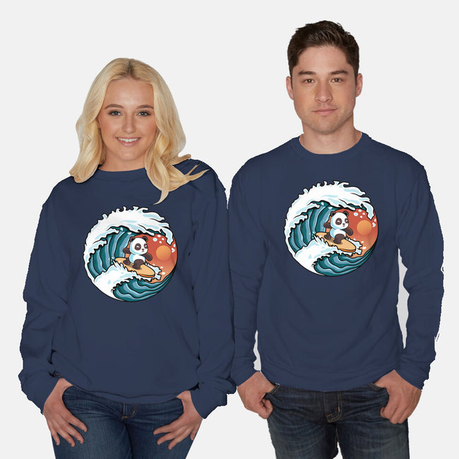 Surfing Panda-Unisex-Crew Neck-Sweatshirt-erion_designs