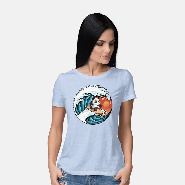 Surfing Panda-Womens-Basic-Tee-erion_designs