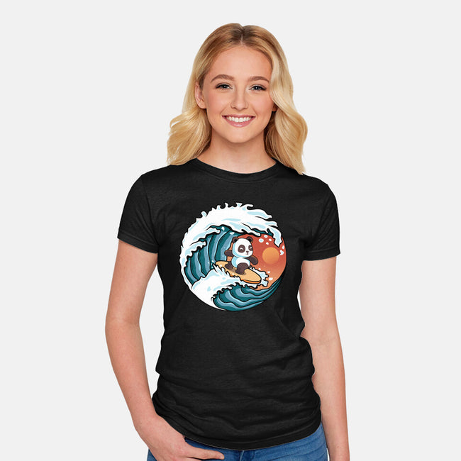 Surfing Panda-Womens-Fitted-Tee-erion_designs