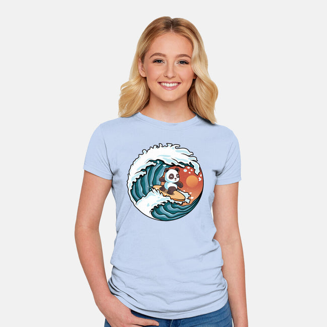 Surfing Panda-Womens-Fitted-Tee-erion_designs