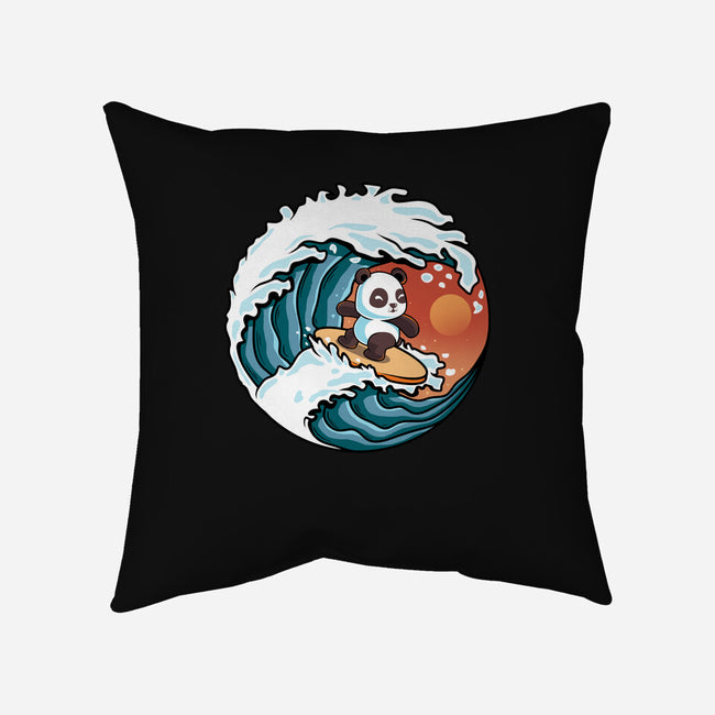 Surfing Panda-None-Removable Cover-Throw Pillow-erion_designs