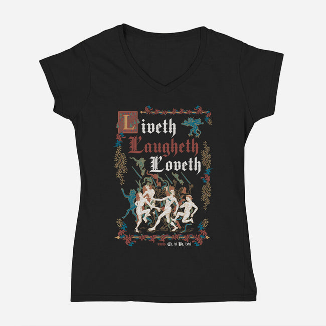 Live Laugh Love Medieval Style-Womens-V-Neck-Tee-Nemons