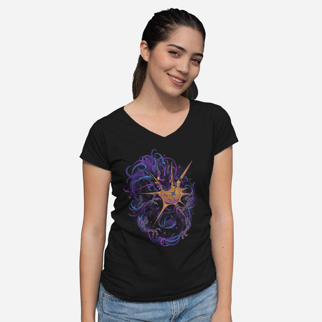 Eclipse Dragon-Womens-V-Neck-Tee-ilustrata