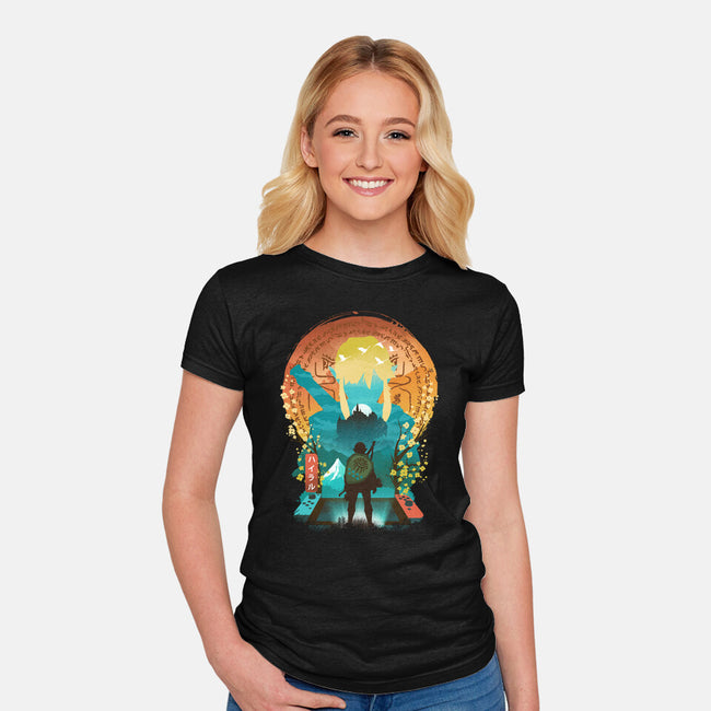 Ukiyo E Hero Landscape-Womens-Fitted-Tee-dandingeroz