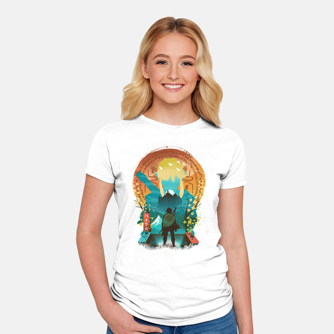 Ukiyo E Hero Landscape-Womens-Fitted-Tee-dandingeroz