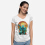 Ukiyo E Hero Landscape-Womens-V-Neck-Tee-dandingeroz