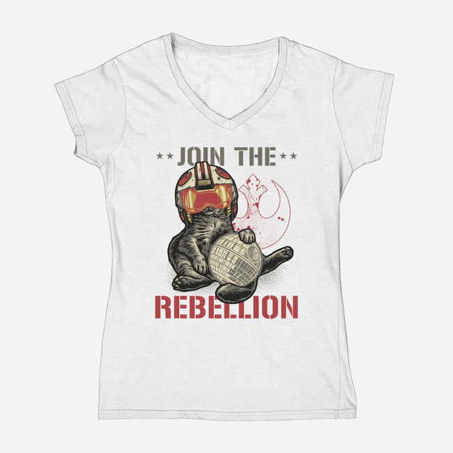 Join The Cat Rebellion-Womens-V-Neck-Tee-gorillafamstudio