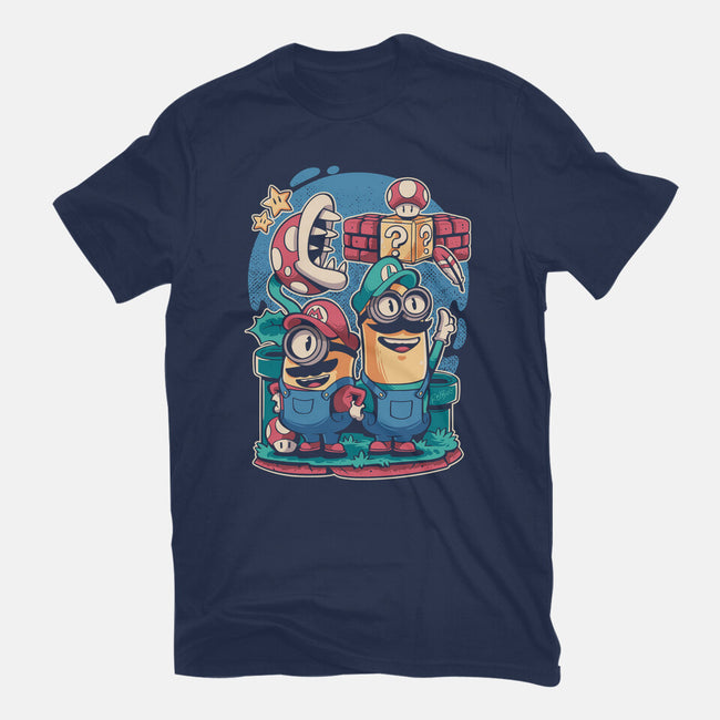 The Super Minion Bros-Womens-Basic-Tee-Planet of Tees