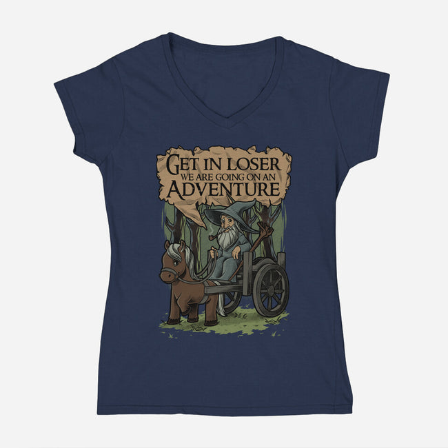 Medieval Wizard Adventure-Womens-V-Neck-Tee-Studio Mootant