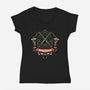 Red Ninja Strength-Womens-V-Neck-Tee-gorillafamstudio