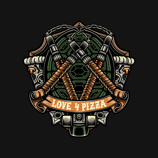 Orange Ninja Loves Pizza-Mens-Basic-Tee-gorillafamstudio