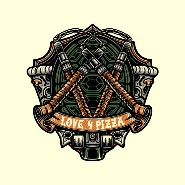 Orange Ninja Loves Pizza-Mens-Basic-Tee-gorillafamstudio