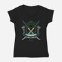 Blue Ninja Leader-Womens-V-Neck-Tee-gorillafamstudio