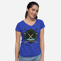 Blue Ninja Leader-Womens-V-Neck-Tee-gorillafamstudio