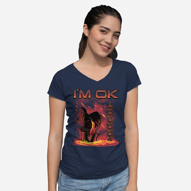 Trust Me I Am Ok-Womens-V-Neck-Tee-Tronyx79