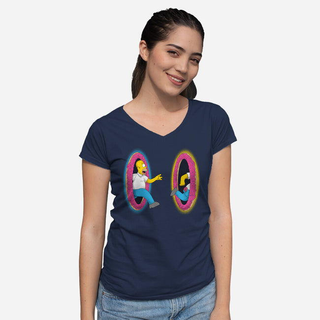 Portal Donuts-Womens-V-Neck-Tee-Umberto Vicente