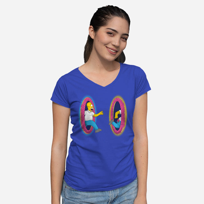 Portal Donuts-Womens-V-Neck-Tee-Umberto Vicente