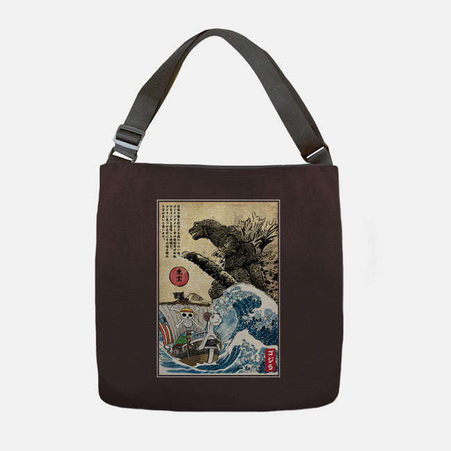 Straw Hat Pirates Meet Godzilla-None-Adjustable Tote-Bag-DrMonekers