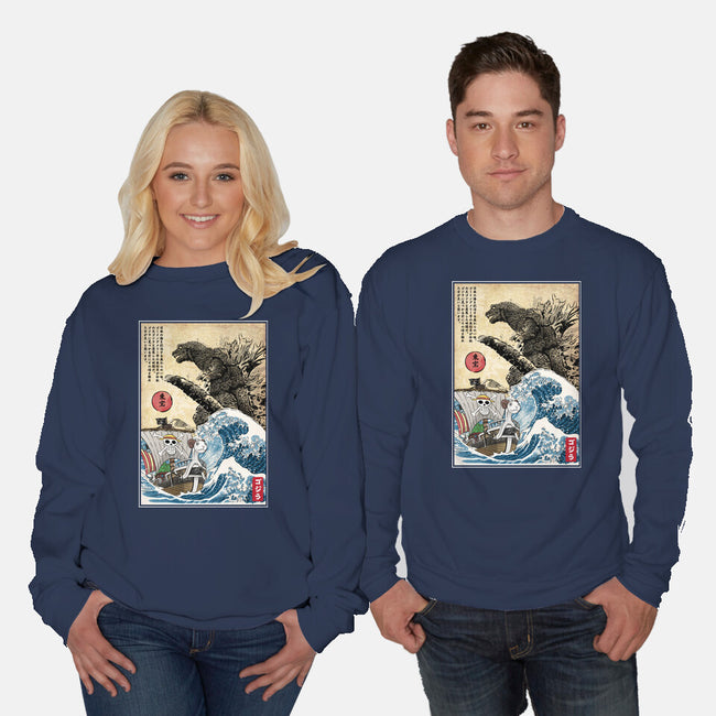 Straw Hat Pirates Meet Godzilla-Unisex-Crew Neck-Sweatshirt-DrMonekers