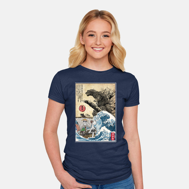 Straw Hat Pirates Meet Godzilla-Womens-Fitted-Tee-DrMonekers