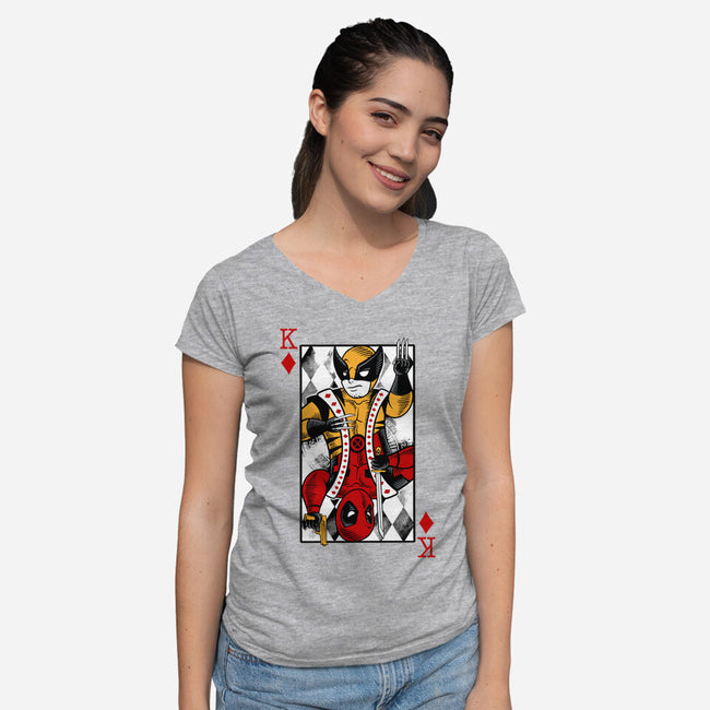 Double King-Womens-V-Neck-Tee-spoilerinc