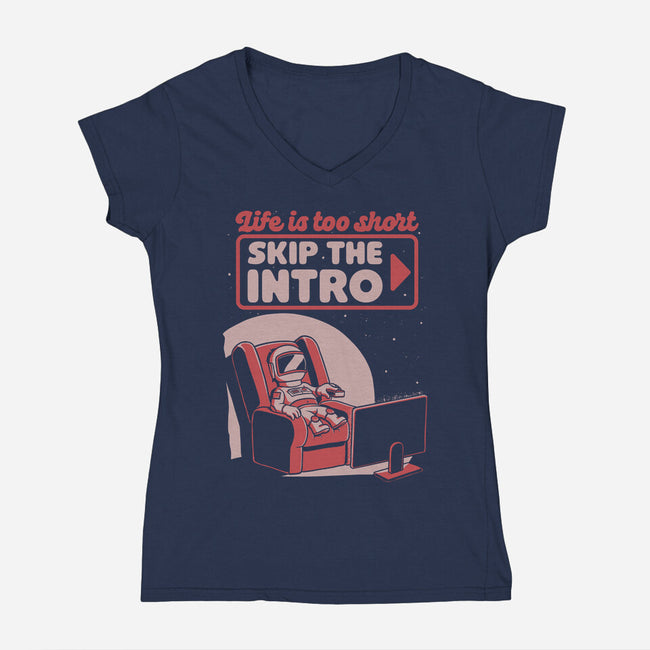 Streaming Astronaut-Womens-V-Neck-Tee-Studio Mootant