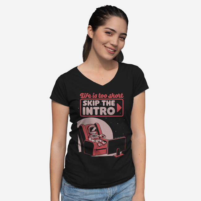 Streaming Astronaut-Womens-V-Neck-Tee-Studio Mootant