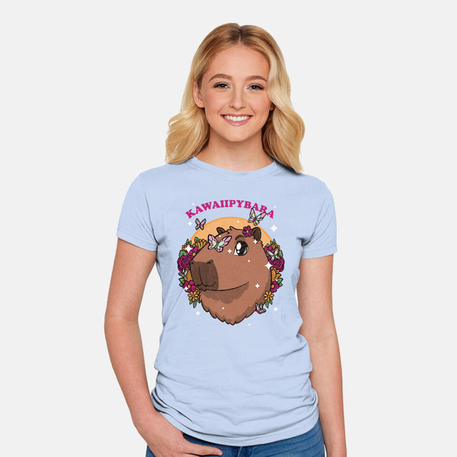 Cute Kawaii Capybara-Womens-Fitted-Tee-Studio Mootant