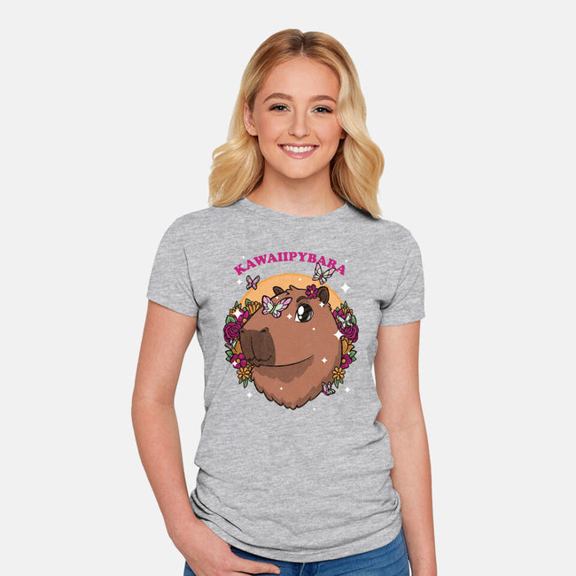 Cute Kawaii Capybara-Womens-Fitted-Tee-Studio Mootant