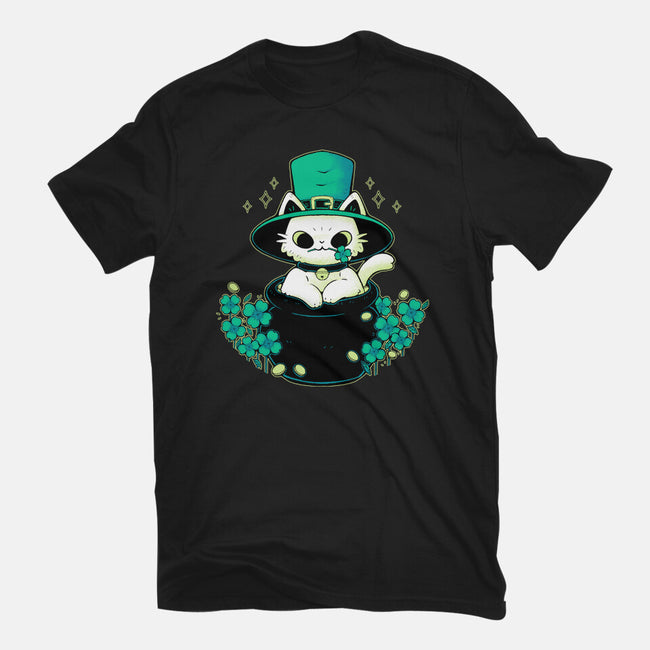 Cute St Patrick Cat-Mens-Heavyweight-Tee-xMorfina