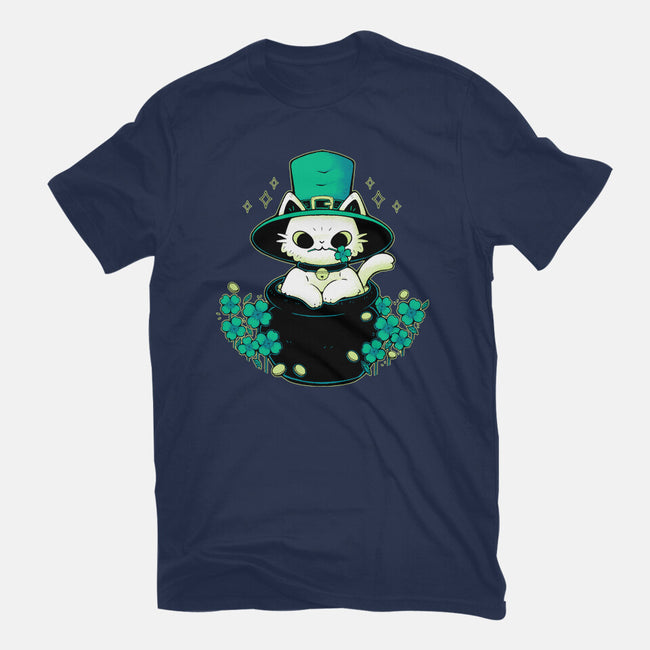 Cute St Patrick Cat-Womens-Fitted-Tee-xMorfina