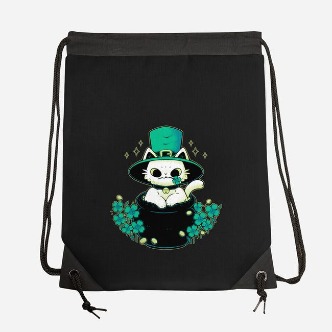 Cute St Patrick Cat-None-Drawstring-Bag-xMorfina