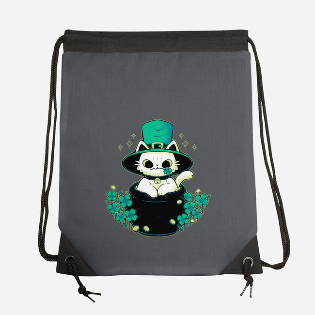 Cute St Patrick Cat-None-Drawstring-Bag-xMorfina