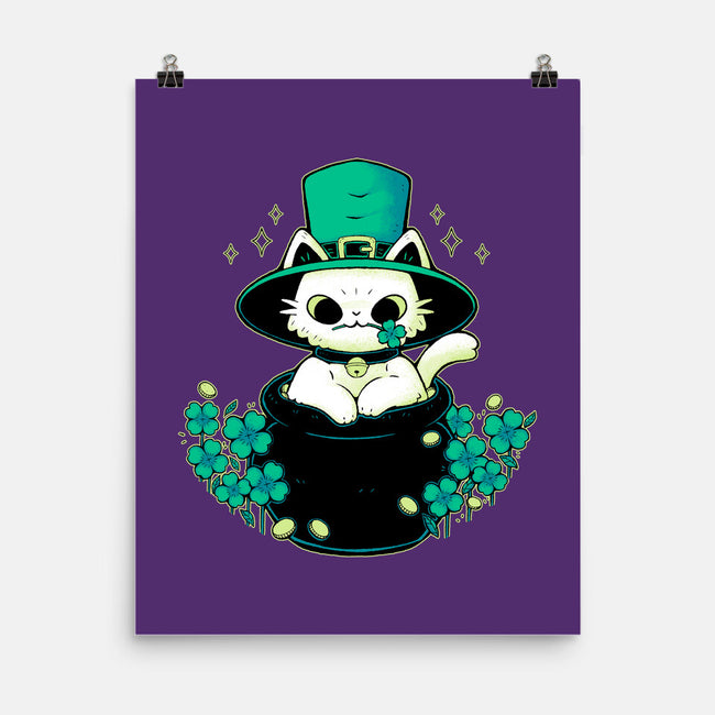 Cute St Patrick Cat-None-Matte-Poster-xMorfina