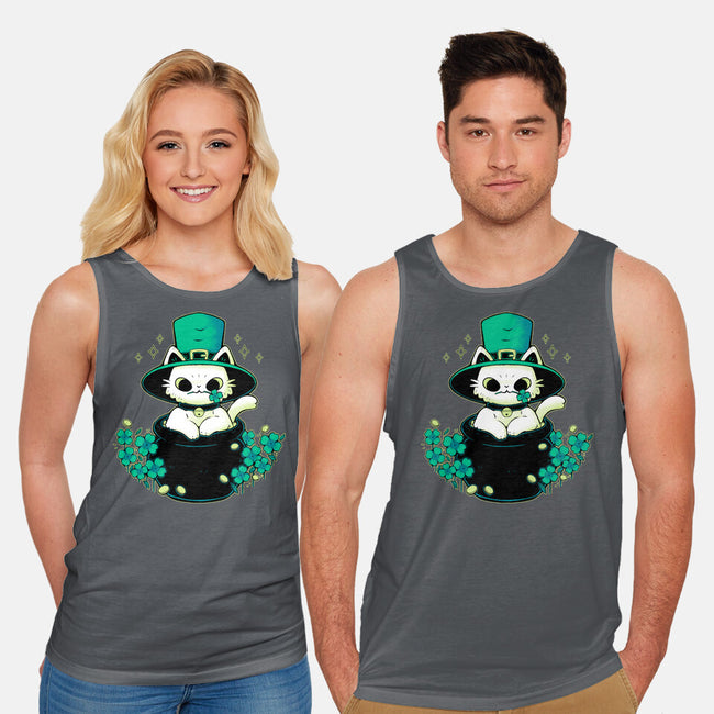 Cute St Patrick Cat-Unisex-Basic-Tank-xMorfina