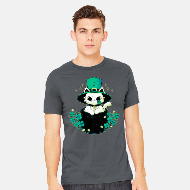 Cute St Patrick Cat-Mens-Heavyweight-Tee-xMorfina