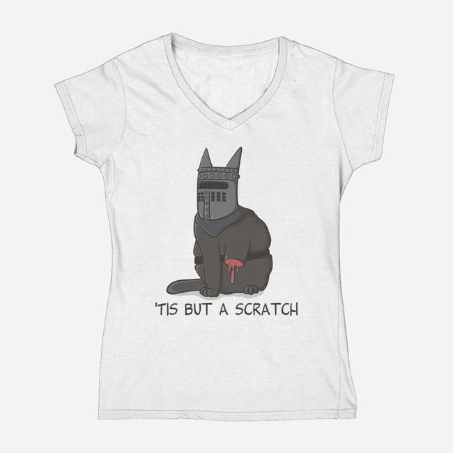 Tis But A Scratch Cat-Womens-V-Neck-Tee-Claudia