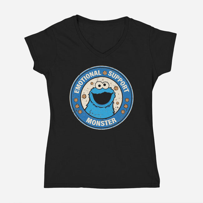 Emotional Support Monster-Womens-V-Neck-Tee-turborat14