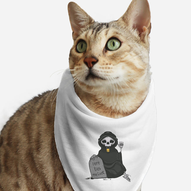 Here Lies My Luck-Cat-Bandana-Pet Collar-OnlyColorsDesigns