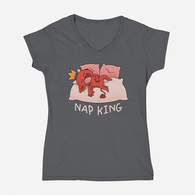 Nap King-Womens-V-Neck-Tee-FunkVampire