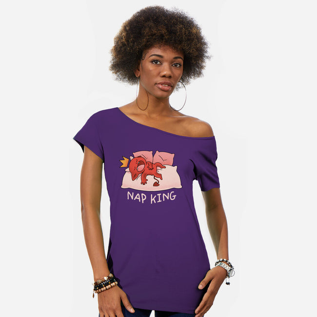 Nap King-Womens-Off Shoulder-Tee-FunkVampire