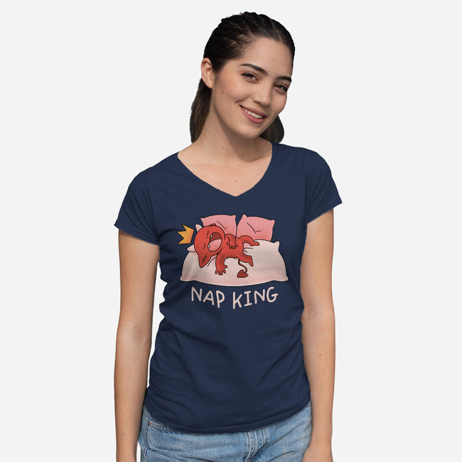 Nap King-Womens-V-Neck-Tee-FunkVampire