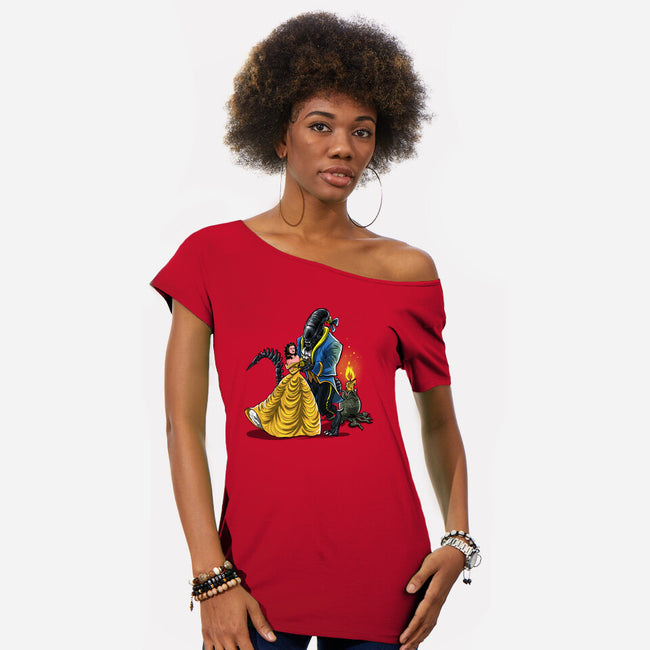 Beauty And The Alien-Womens-Off Shoulder-Tee-zascanauta