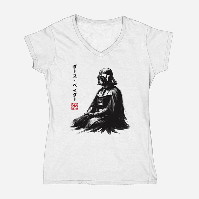 The Sith Sumi-e-Womens-V-Neck-Tee-DrMonekers