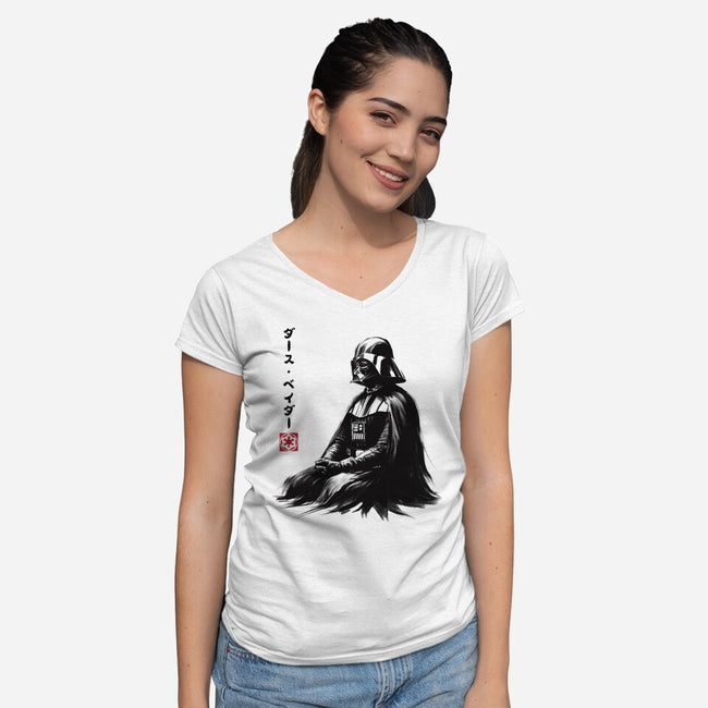 The Sith Sumi-e-Womens-V-Neck-Tee-DrMonekers