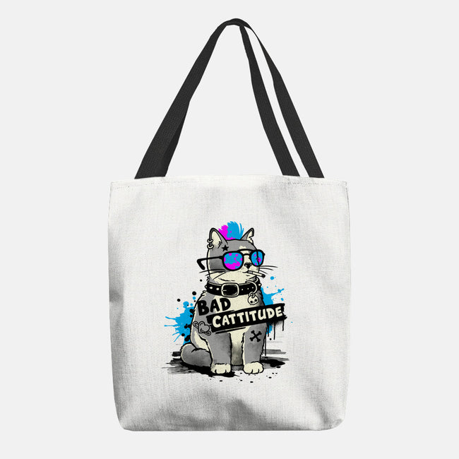 Bad Cattitude Graffiti-None-Basic Tote-Bag-NemiMakeit